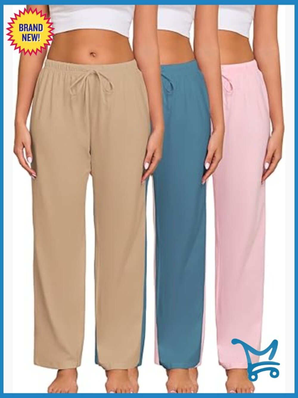 100% Cotton Pajama Bottoms Comfy Soft Lounge Sleep Pants Drawstring 3 Pack